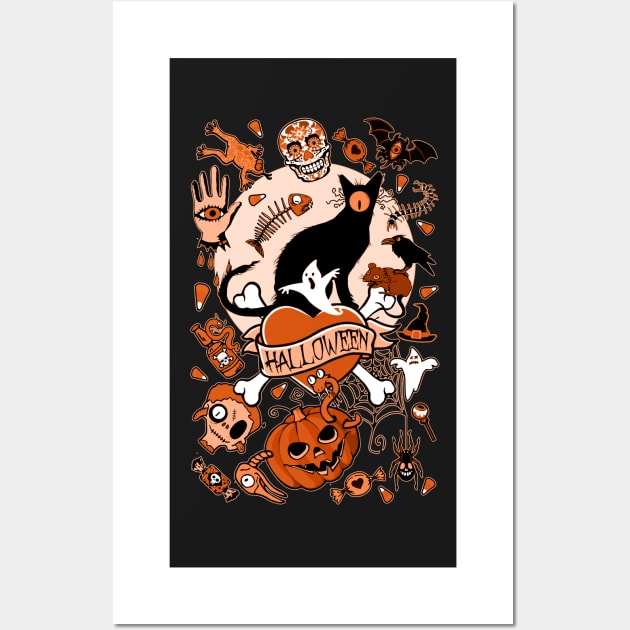 Happy Halloween (orange) Wall Art by BessoChicca